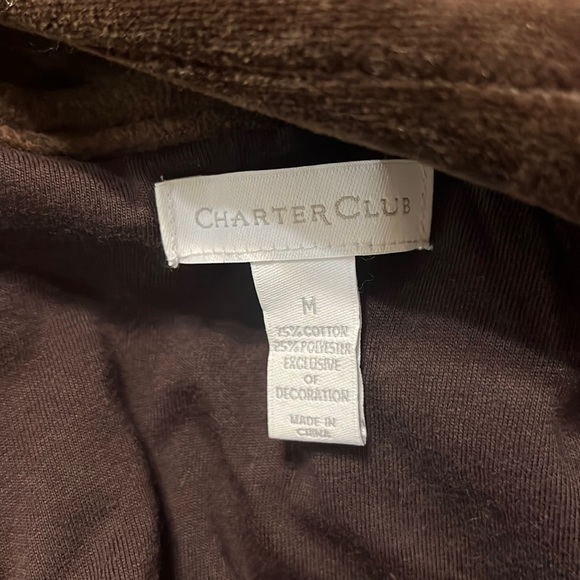 Charter Club Brown Velour Jacket with Gold Hardware andAdjustable Sleeves/Medium - Picture 7 of 7